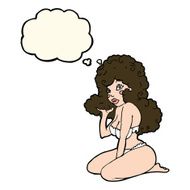 cartoon pin up girl with thought bubble N8