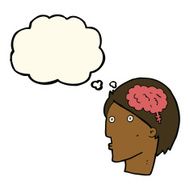 cartoon man with brain symbol thought bubble N13