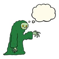 cartoon spooky halloween costume with thought bubble N12