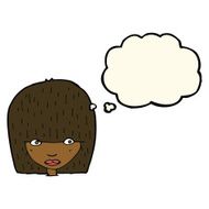 cartoon staring woman with thought bubble N31