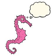cartoon sea horse with thought bubble N14