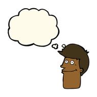 cartoon smiling man with thought bubble N17