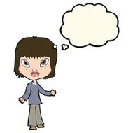 cartoon woman with open arms thought bubble N62