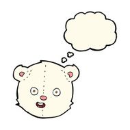 cartoon polar teddy bear head with thought bubble N4