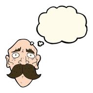 cartoon sad old man with thought bubble N14