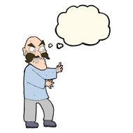 cartoon angry old man with thought bubble N84