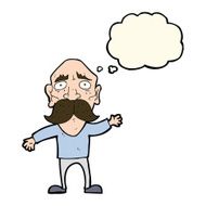 cartoon worried old man with thought bubble N13