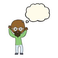 cartoon stressed bald man with thought bubble N7