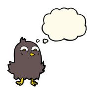 funny cartoon bird with thought bubble N82