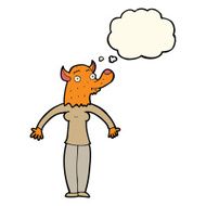 cartoon friendly fox woman with thought bubble N4