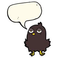 cartoon bored bird with thought bubble N7