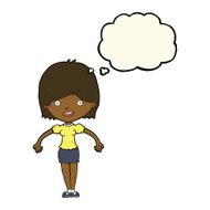 cartoon happy woman with thought bubble N151