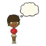 cartoon friendly woman with thought bubble N41