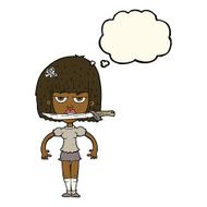 cartoon woman with knife between teeth thought bubble N24