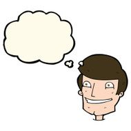 cartoon grinning man with thought bubble N53