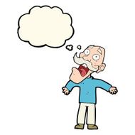 cartoon terrified old man with thought bubble N13