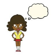 cartoon pretty woman with thought bubble N162