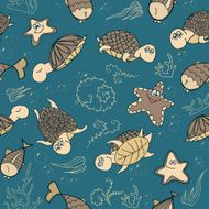 Seamless pattern with turtles N2