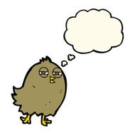 funny cartoon bird with thought bubble N85