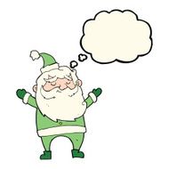 cartoon happy santa claus with thought bubble N19