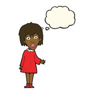 cartoon shocked woman with thought bubble N57