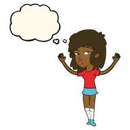 cartoon pretty girl with thought bubble N65