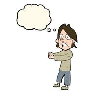 cartoon shocked man with thought bubble N71