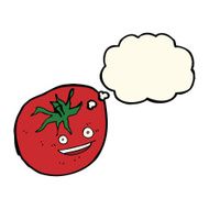 cartoon happy tomato with thought bubble N13