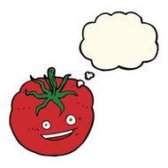 cartoon happy tomato with thought bubble N14