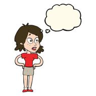 cartoon woman with hands on hips thought bubble N133