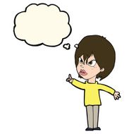 cartoon woman arguing with thought bubble N8