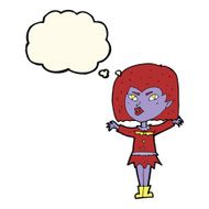 cartoon vampire girl with thought bubble N134