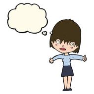 cartoon curious woman with thought bubble N31