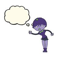 cartoon vampire girl with thought bubble N135