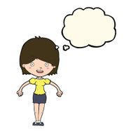 cartoon happy woman with thought bubble N152