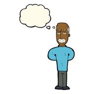 cartoon annoyed balding man with thought bubble N5