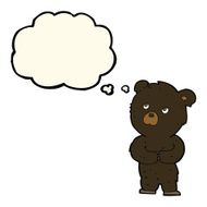 cartoon black bear cub with thought bubble N40