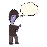 cartoon vampire with thought bubble N76