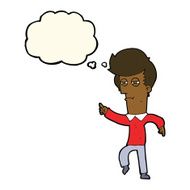 cartoon man accusing with thought bubble N13