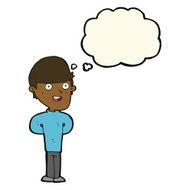 cartoon happy man with thought bubble N272