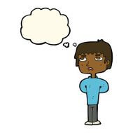 cartoon unhappy man with thought bubble N7