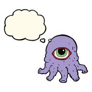 cartoon alien head with thought bubble N7