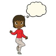 cartoon pretty woman waving with thought bubble N52