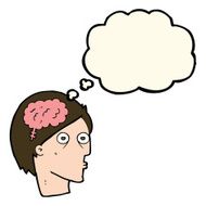 cartoon head with brain symbol thought bubble N26