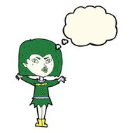 cartoon vampire girl with thought bubble N136