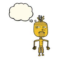 cartoon robot with thought bubble N98