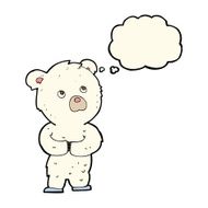 cartoon polar bear cub with thought bubble N47