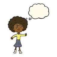 cartoon annoyed old woman with thought bubble N13