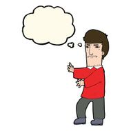 cartoon grumpy man with thought bubble N14