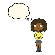 cartoon happy woman with thought bubble N153